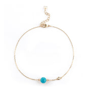 14kt Gold Turquoise and Diamond Dot Bracelet