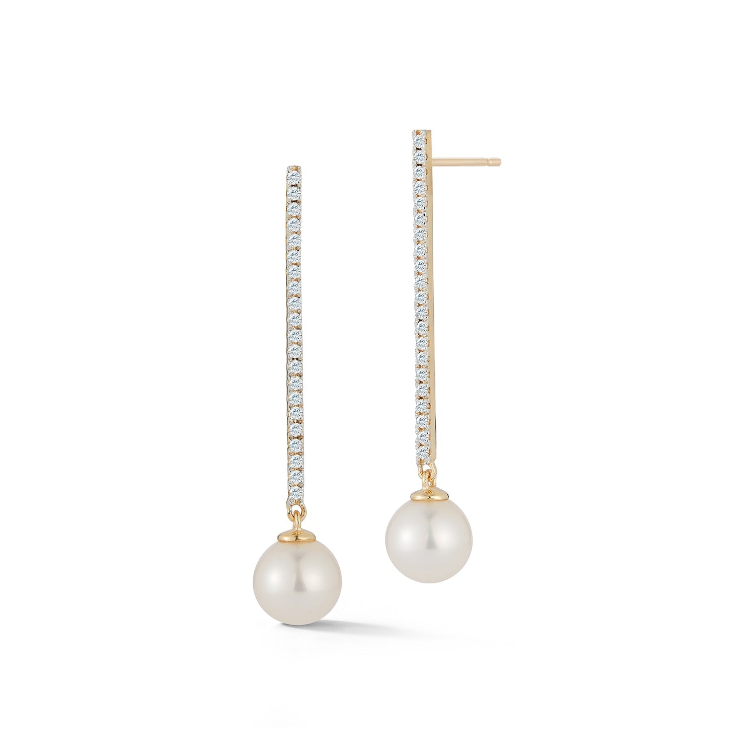 14kt Diamond Bar with Pearl Drop Earrings