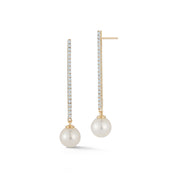 14kt Diamond Bar with Pearl Drop Earrings