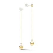 14kt Gold & Pearl Ball Drop Earrings