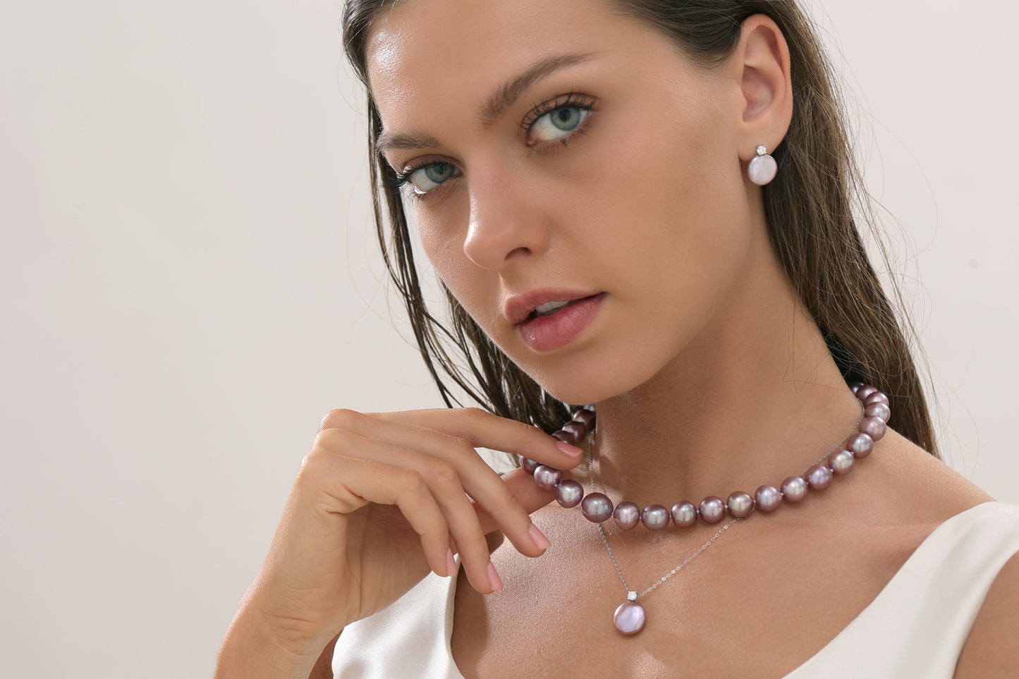 Purple Freshwater Pearl Necklace 9-11mm Size 2