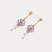 Iris Flower Crystal Drop Earrings