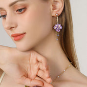 Iris Flower Crystal Drop Earrings