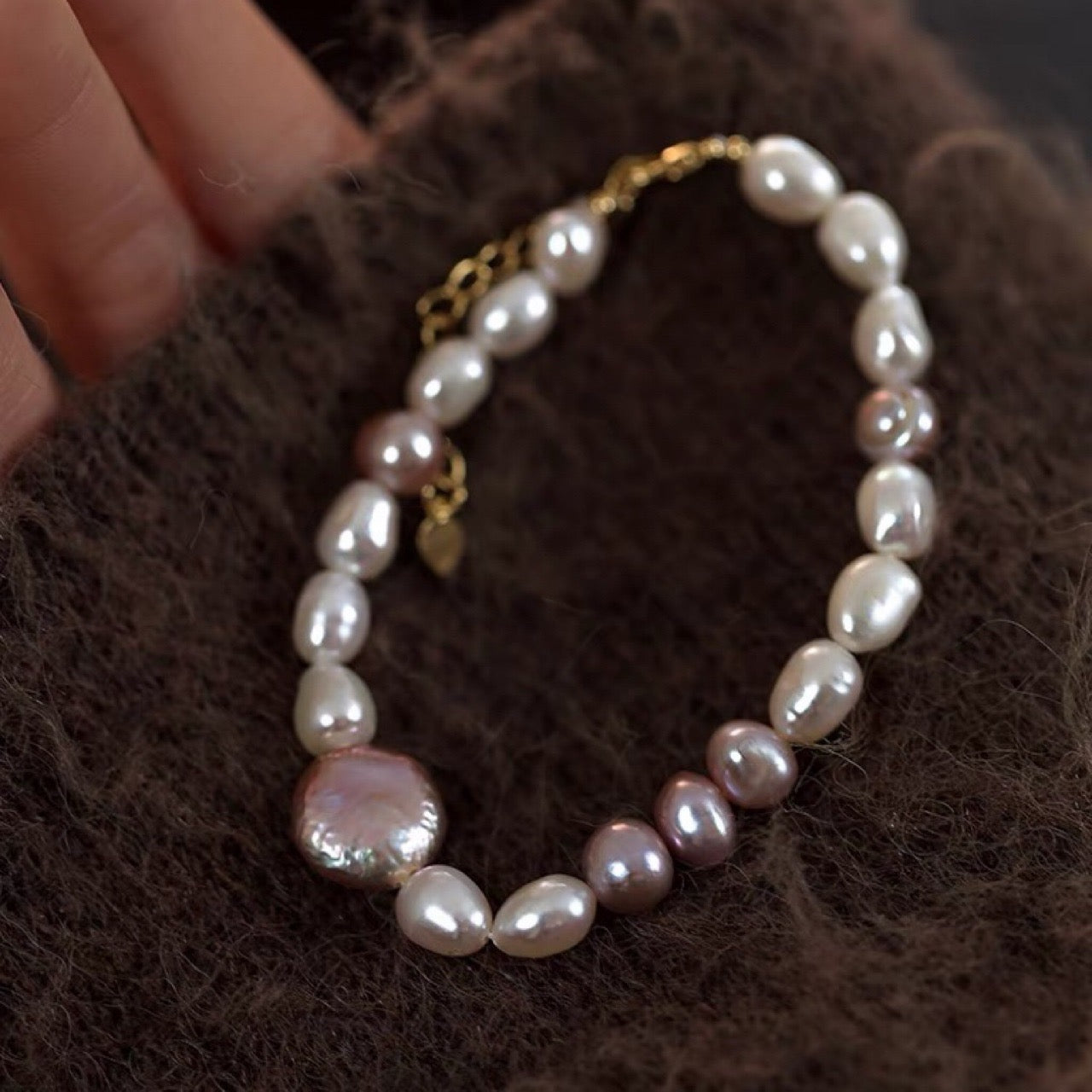 Purple Colour Mixed Baroque Pearl Bracelet