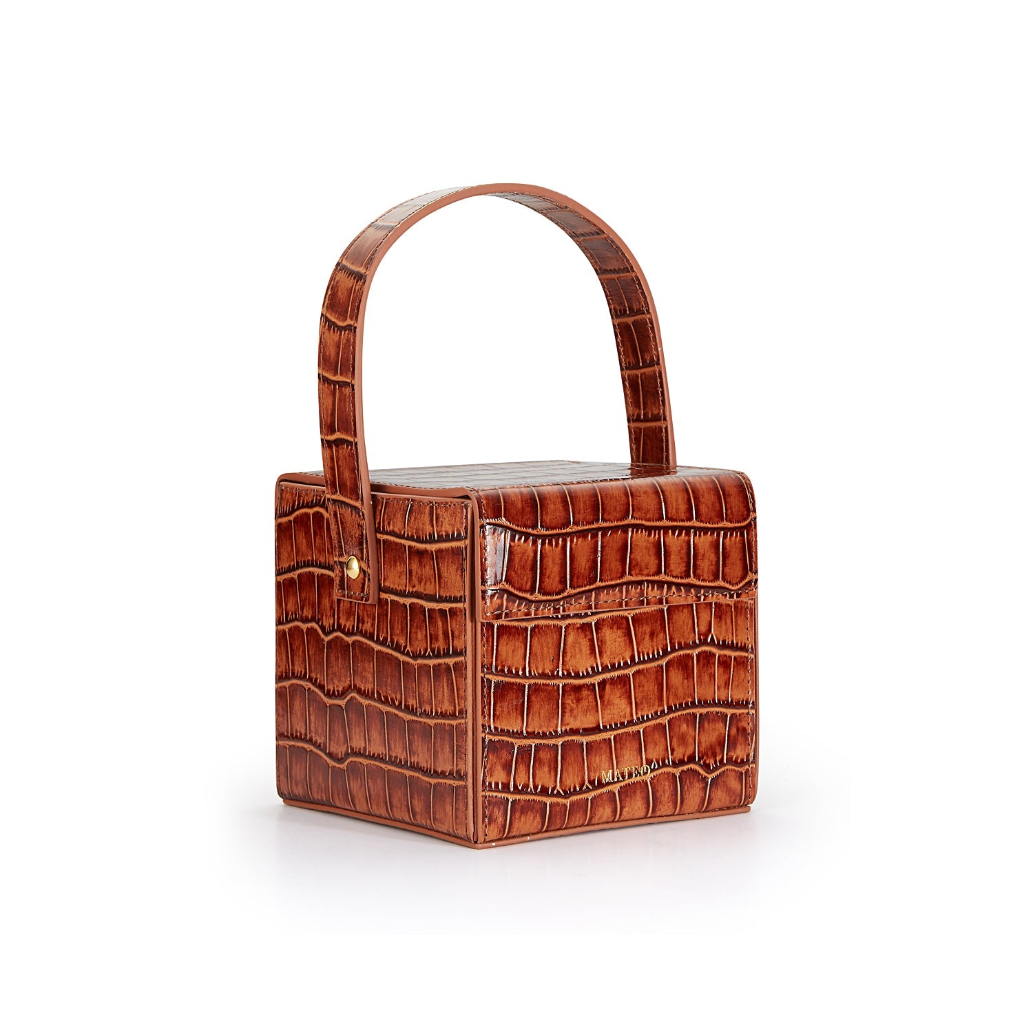 Cognac Croc Catherine Box Bag