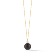 14kt Gold Onyx and Diamond Dot Necklace