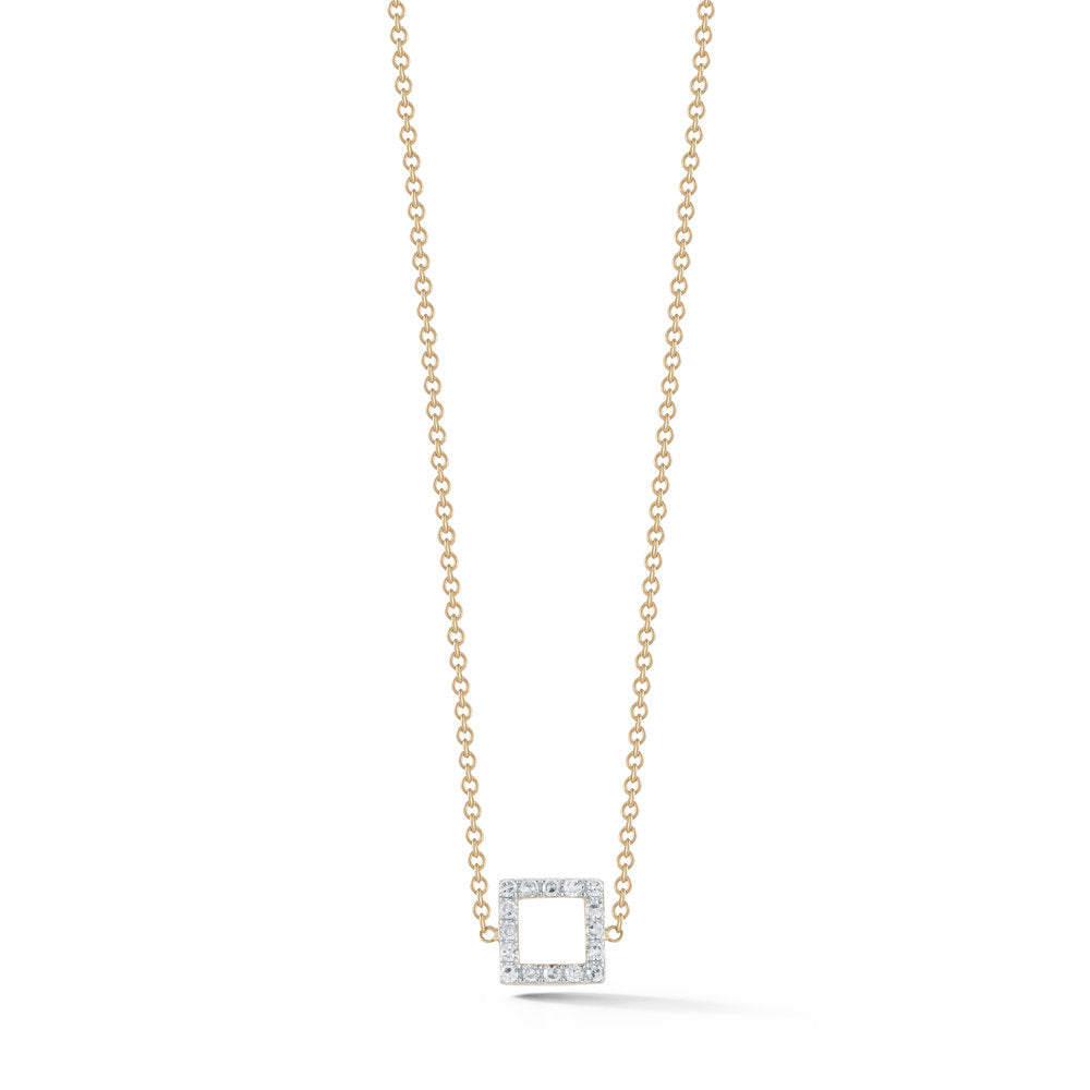 *14kt Gold Mini Diamond Square Necklace