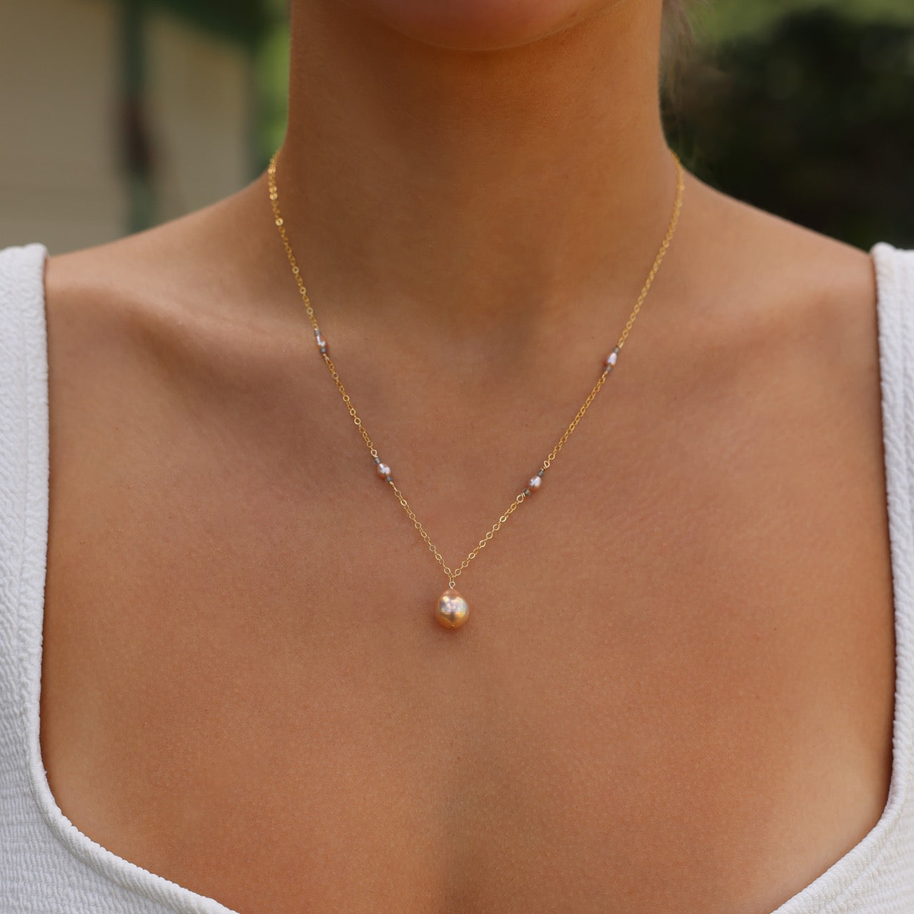 Petite Valentina Pink Pearl Necklace