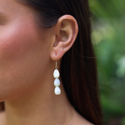 Triple White Pikake Drop Earrings