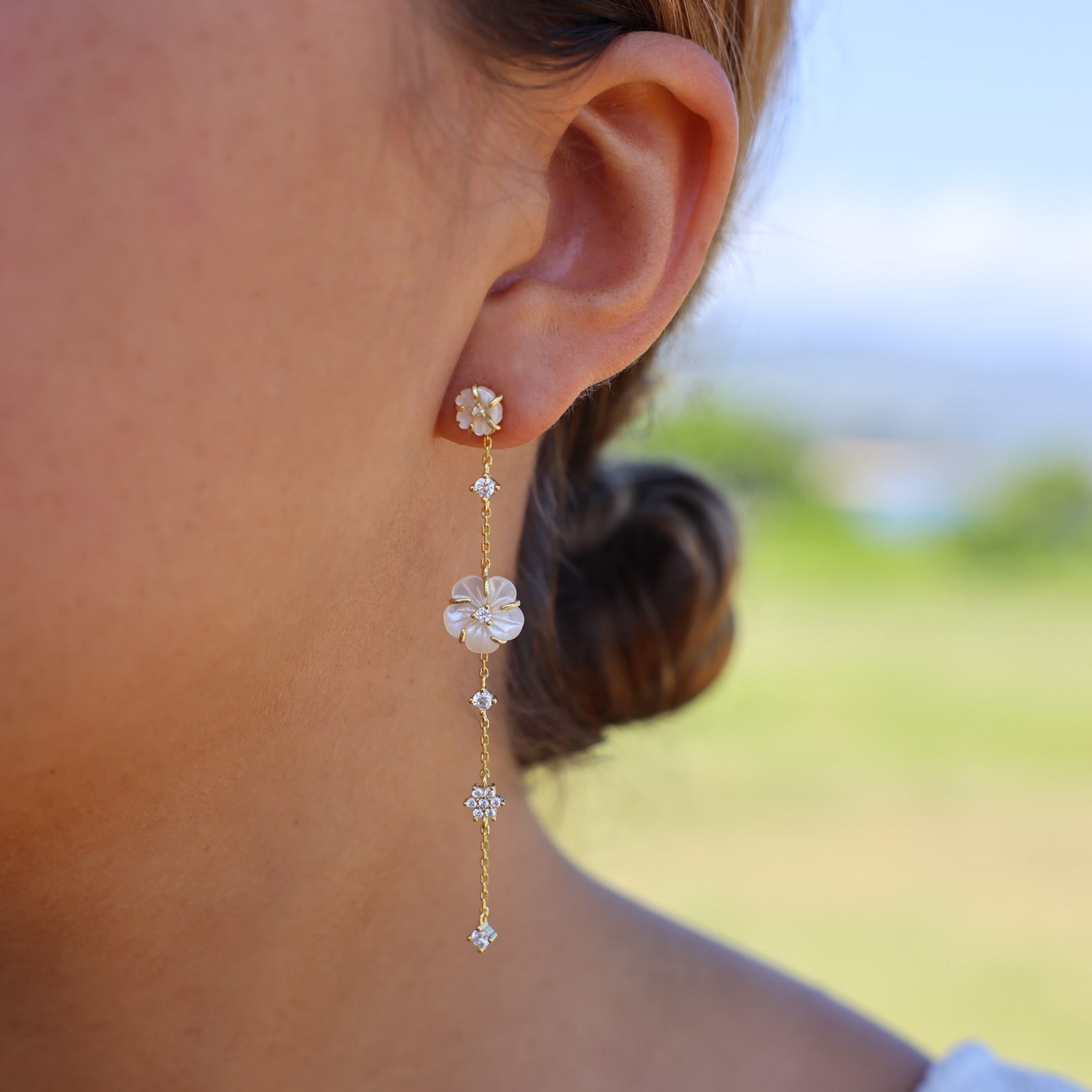 Long Plumeria Earrings