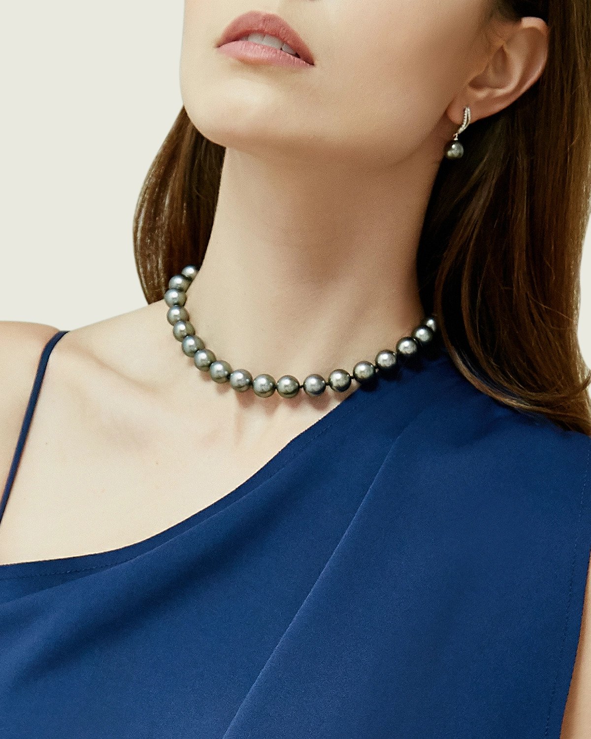 High Quality Silver Tahitian South Sea Pearl Necklace