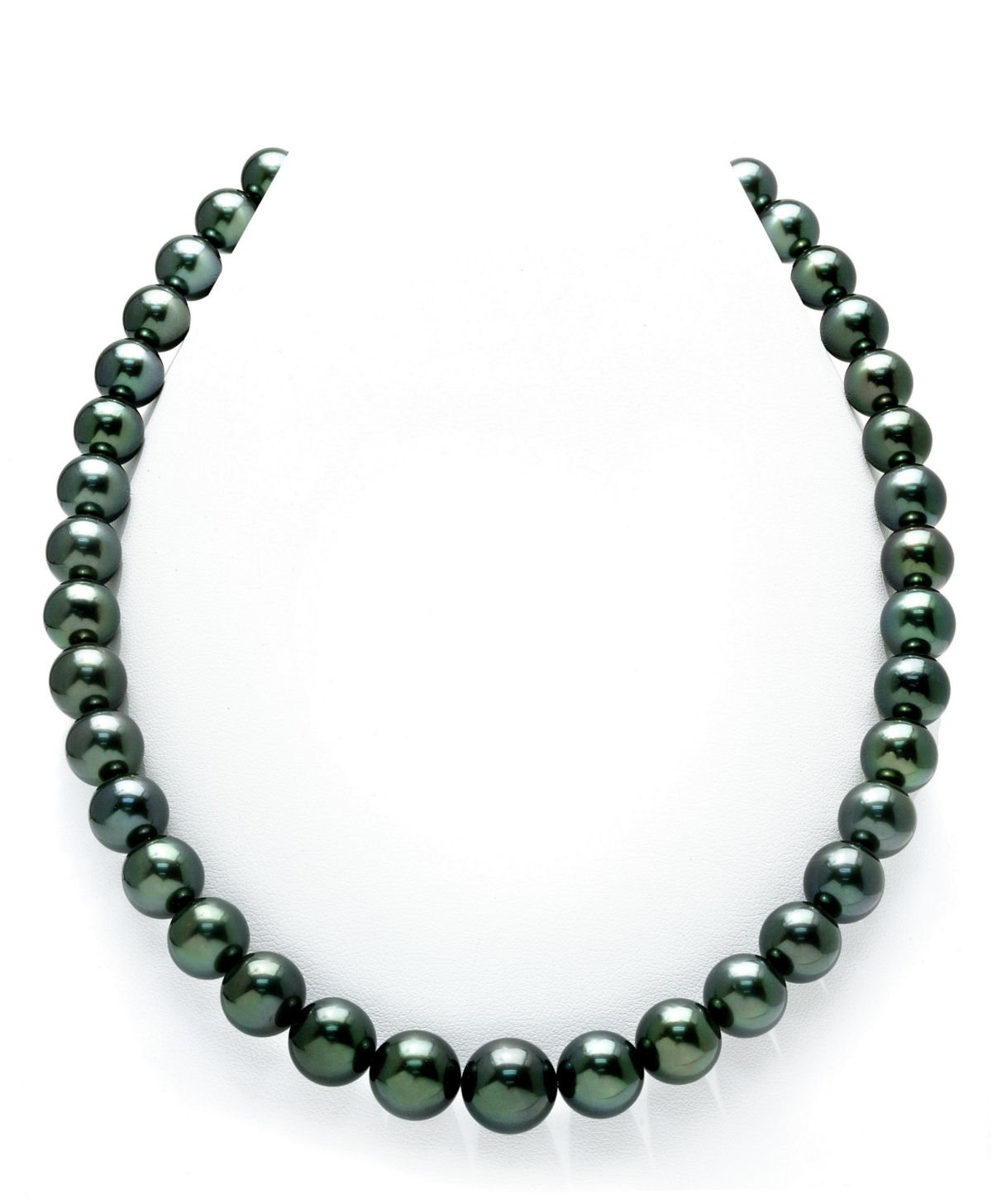 True Round Black Tahitian Pearl Necklace 10.0-12.0mm