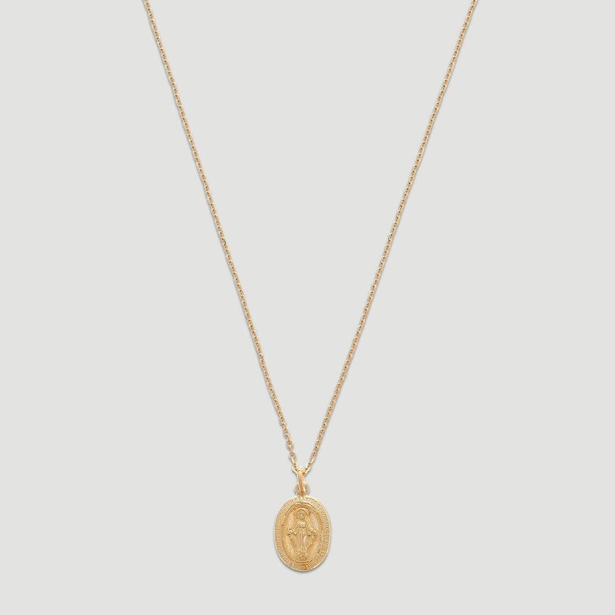 14k Blessed Mary Pendant Necklace