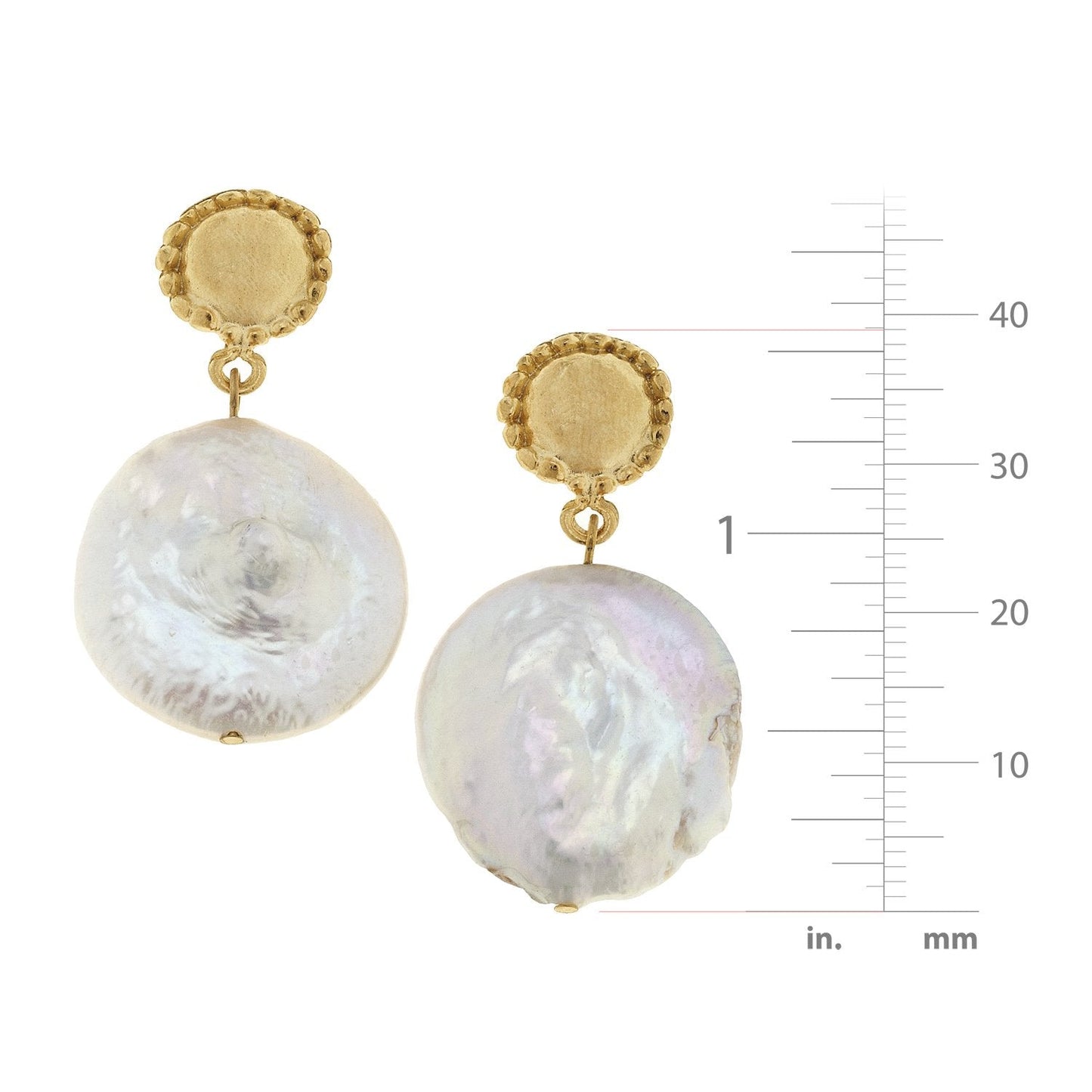 Elegant Large Coin Pearl Drop Earrings