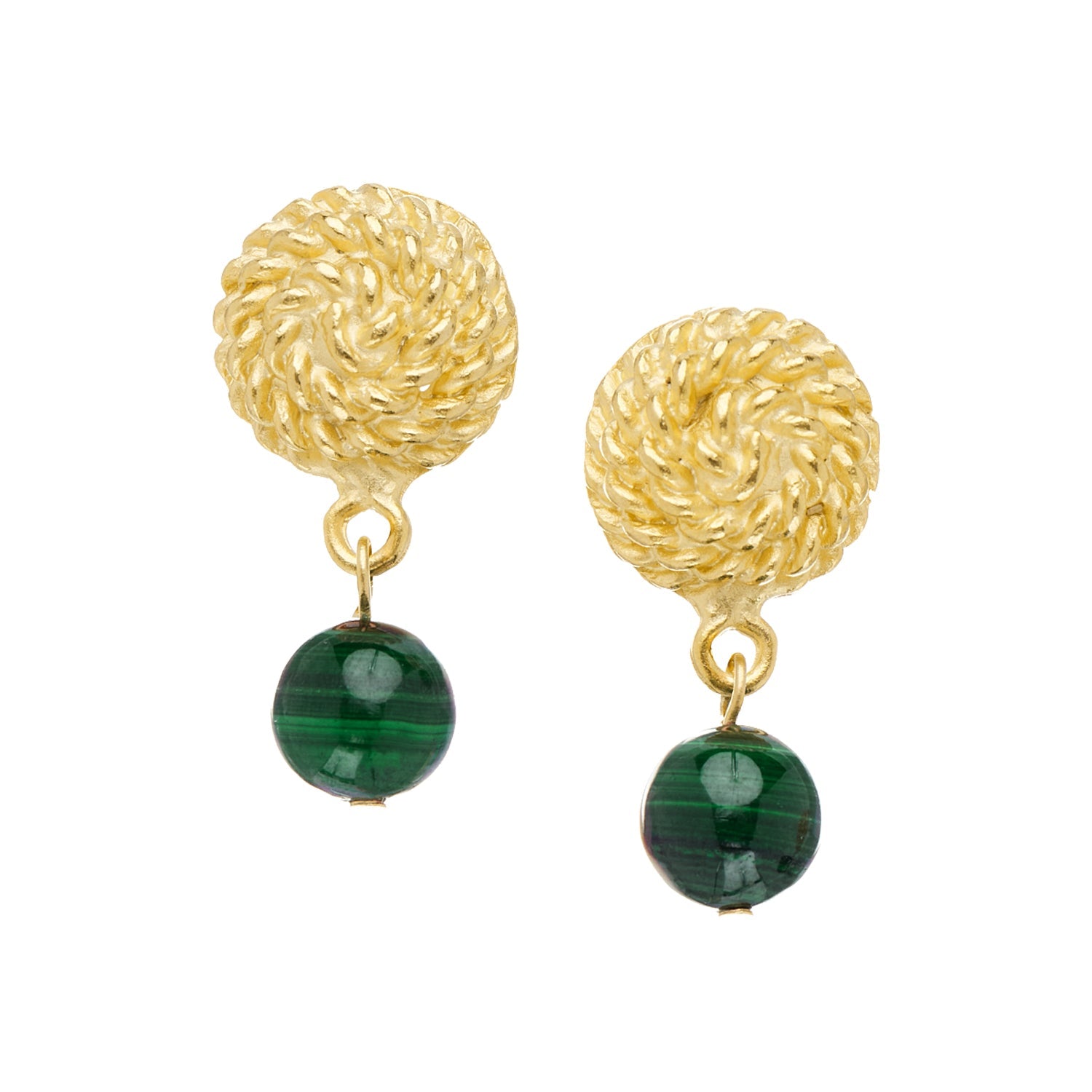 Rope Malachite Drop Earrings