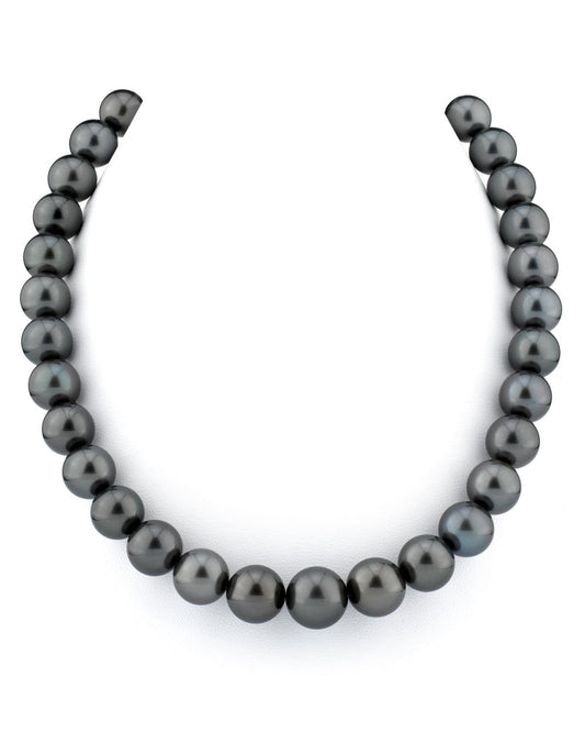 Black Tahitian Pearl Necklace in Round Design 11-13mm