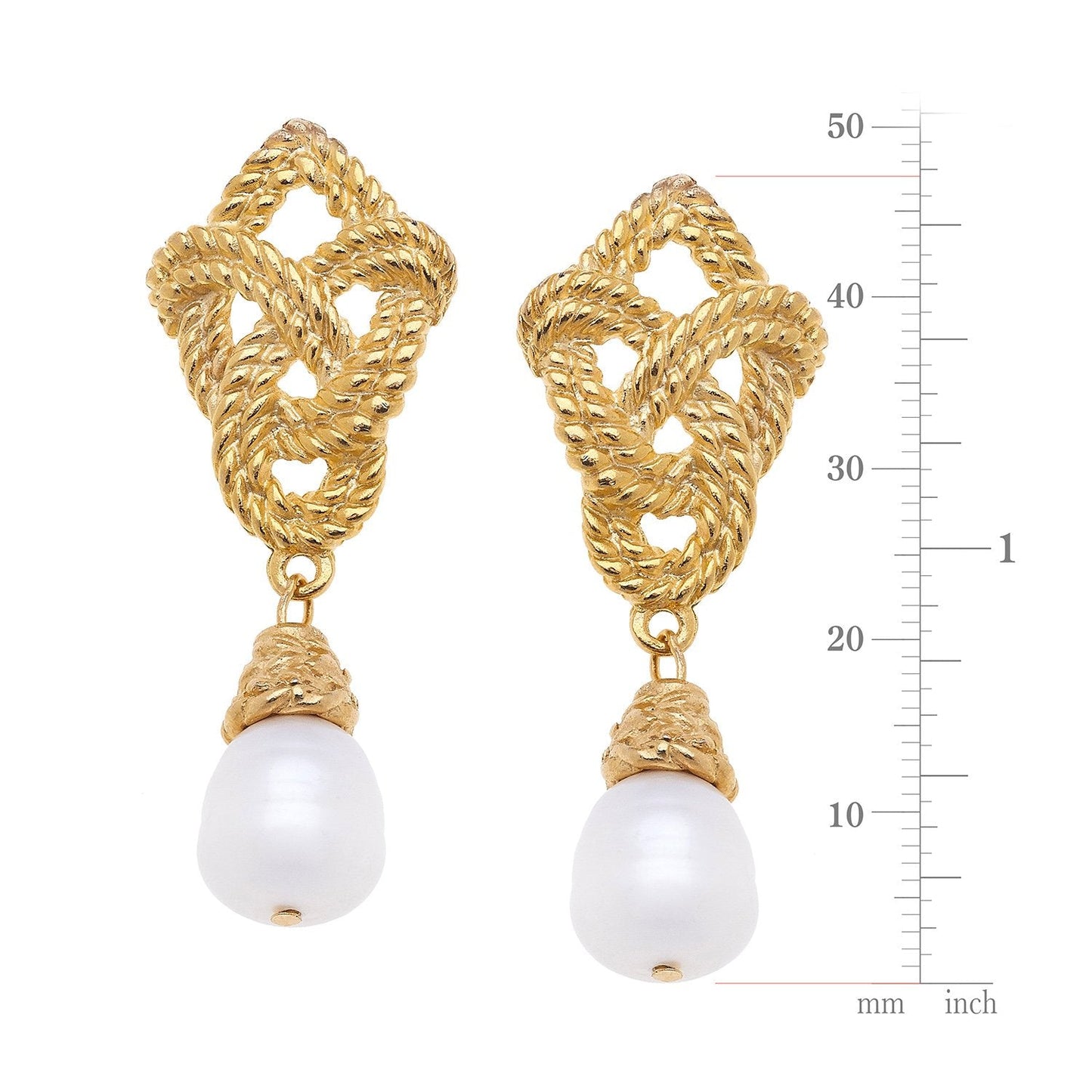 Elegant Pearl Drop Earrings with Love Knot Design