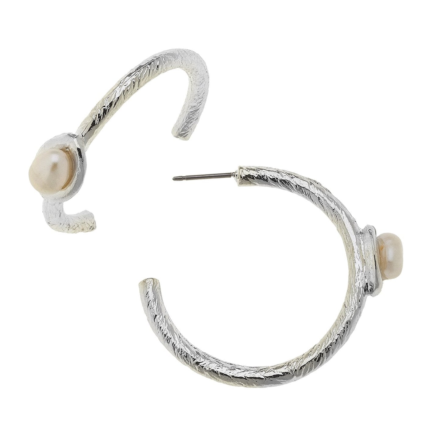 Pearl Hoop Earrings with Accent Design