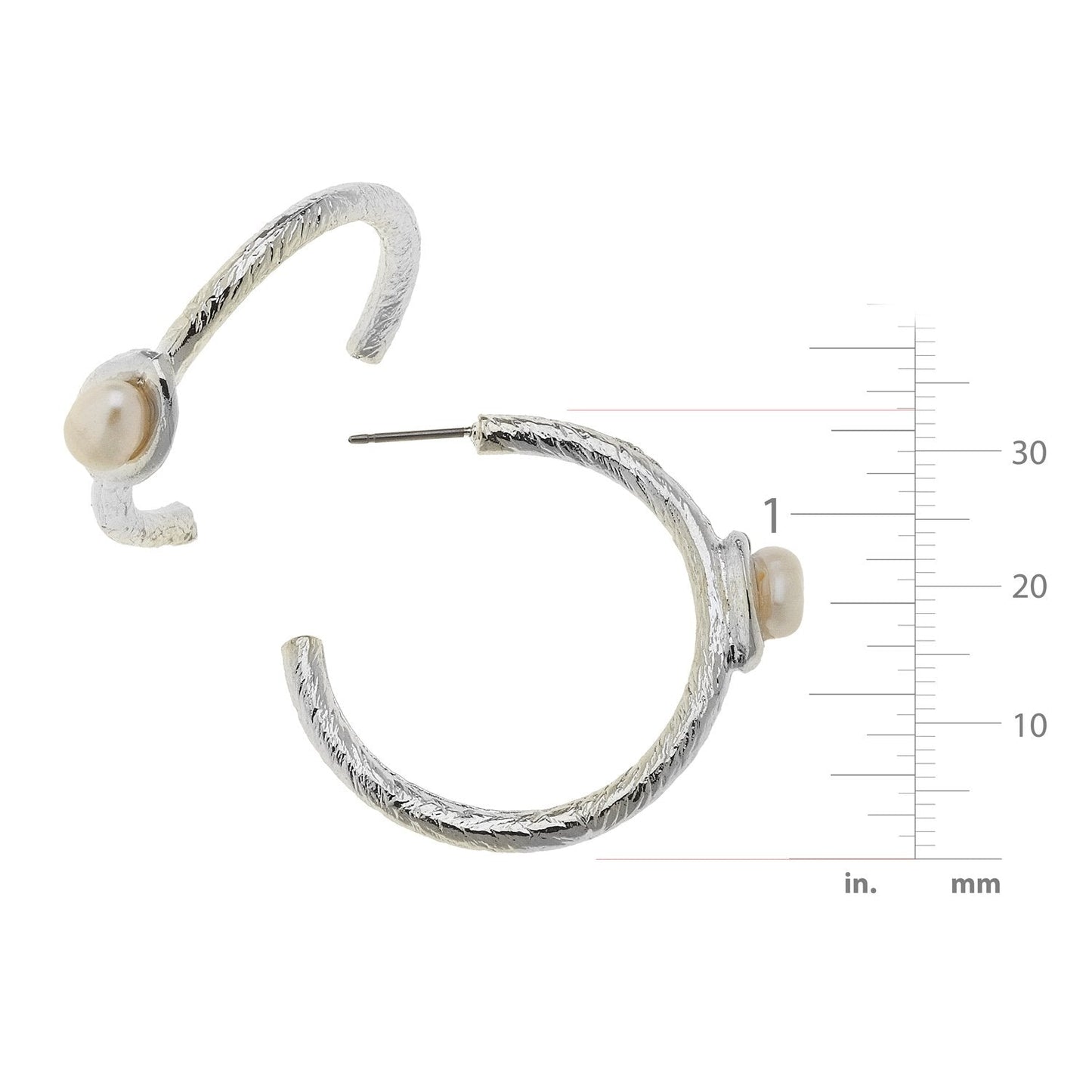 Pearl Hoop Earrings with Accent Design