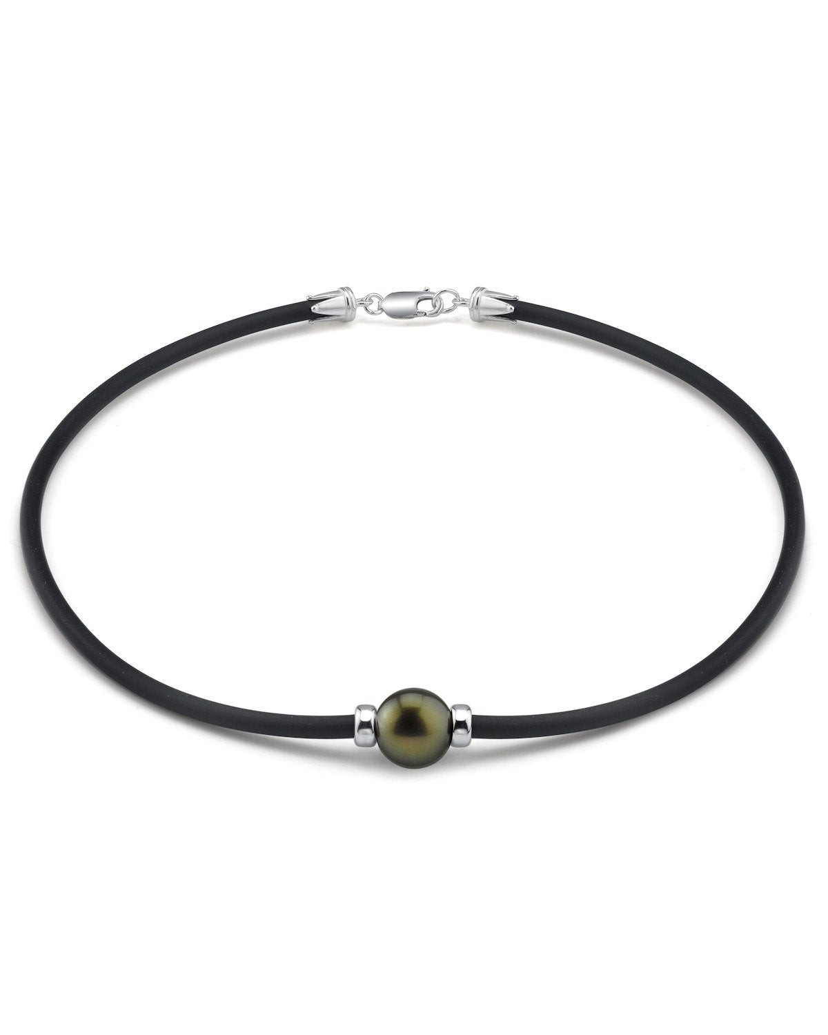 Black Tahitian Pearl Rubber Necklace for Elegant Style