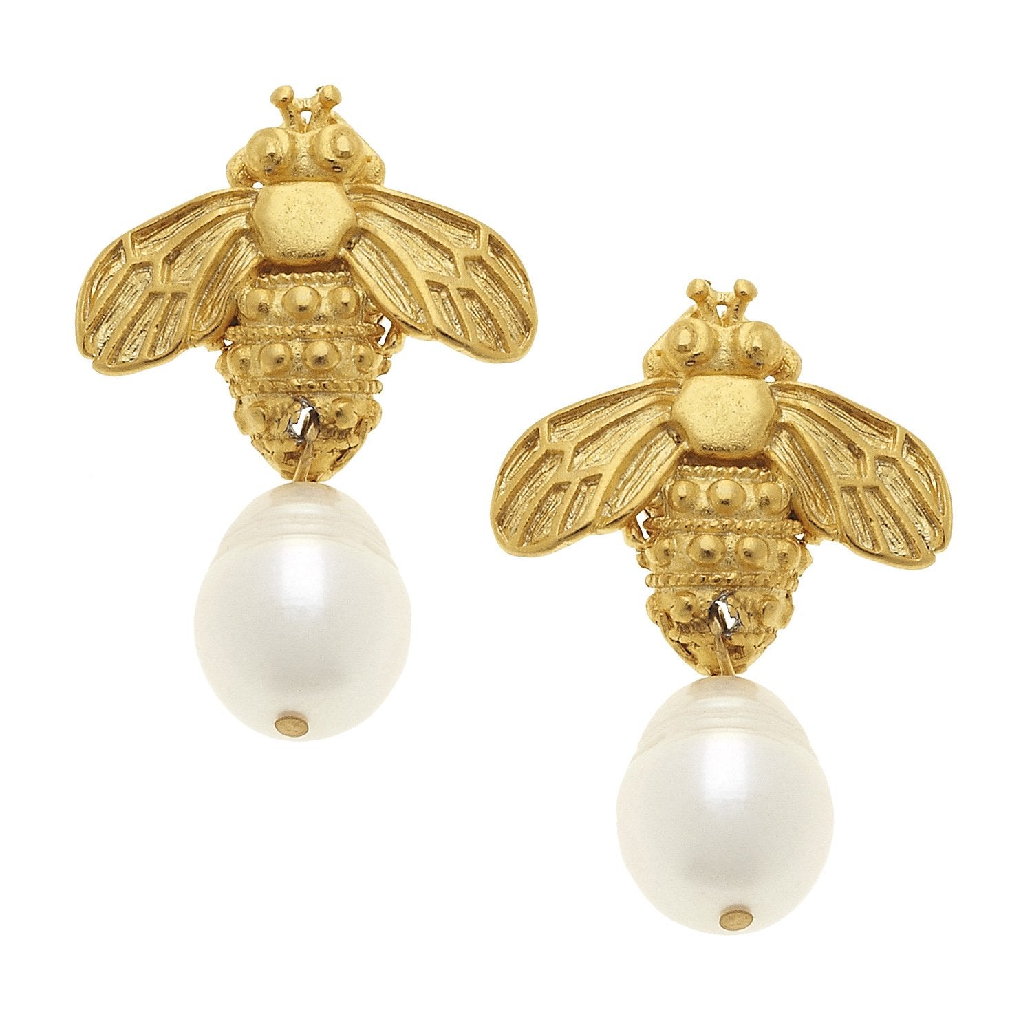 Bee + Pearl Drop Earrings