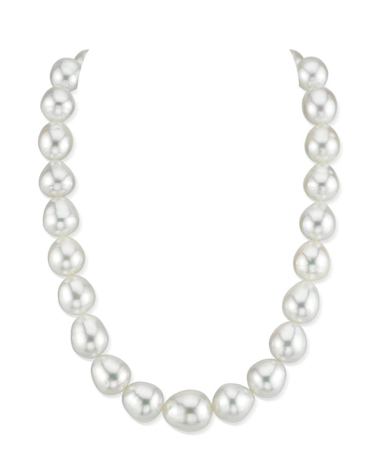 White South Sea Drop Oval Pearl Necklace 11-13mm