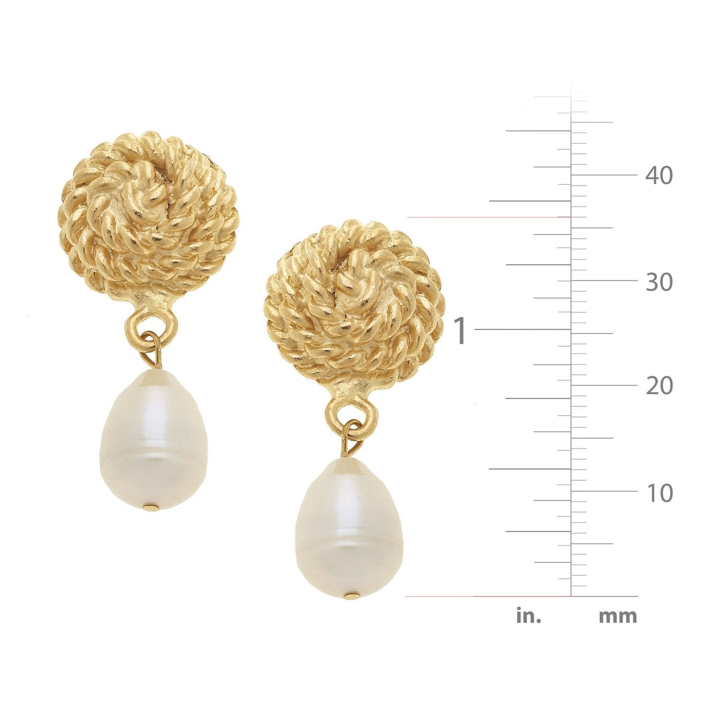 Elegant Rope Design Pearl Drop Earrings