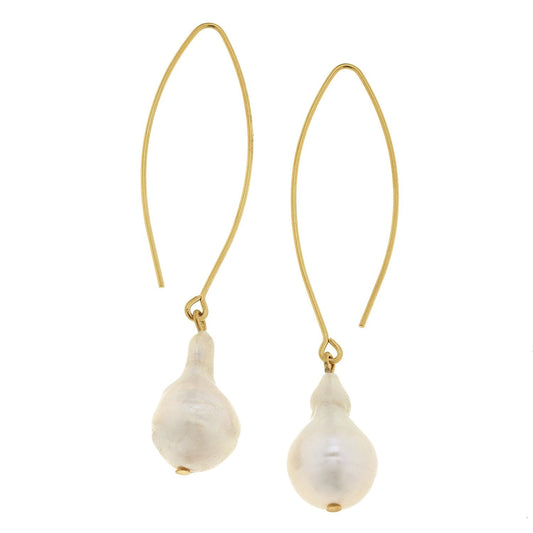 Elegant Baroque Pearl Threader Earrings for Women