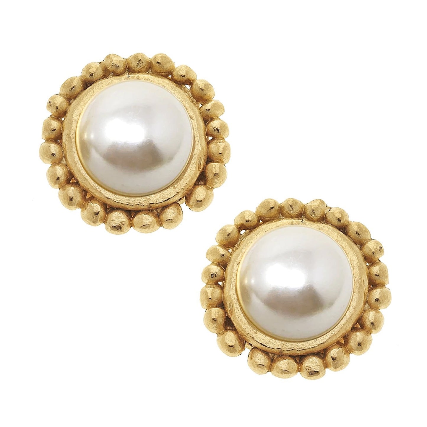 Dotted Pearl Stud Earrings in Classic Style