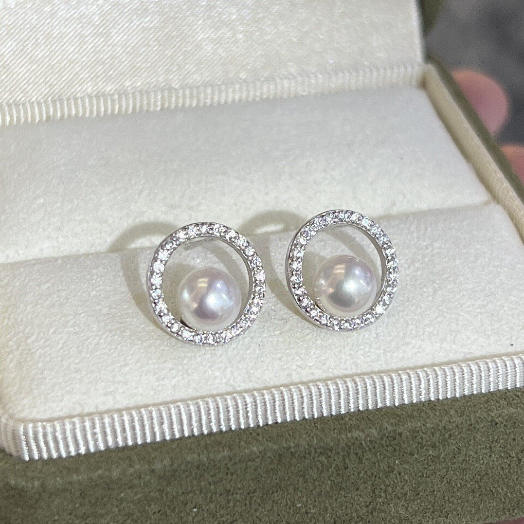 Hoop Zirconia Pearl Earrings