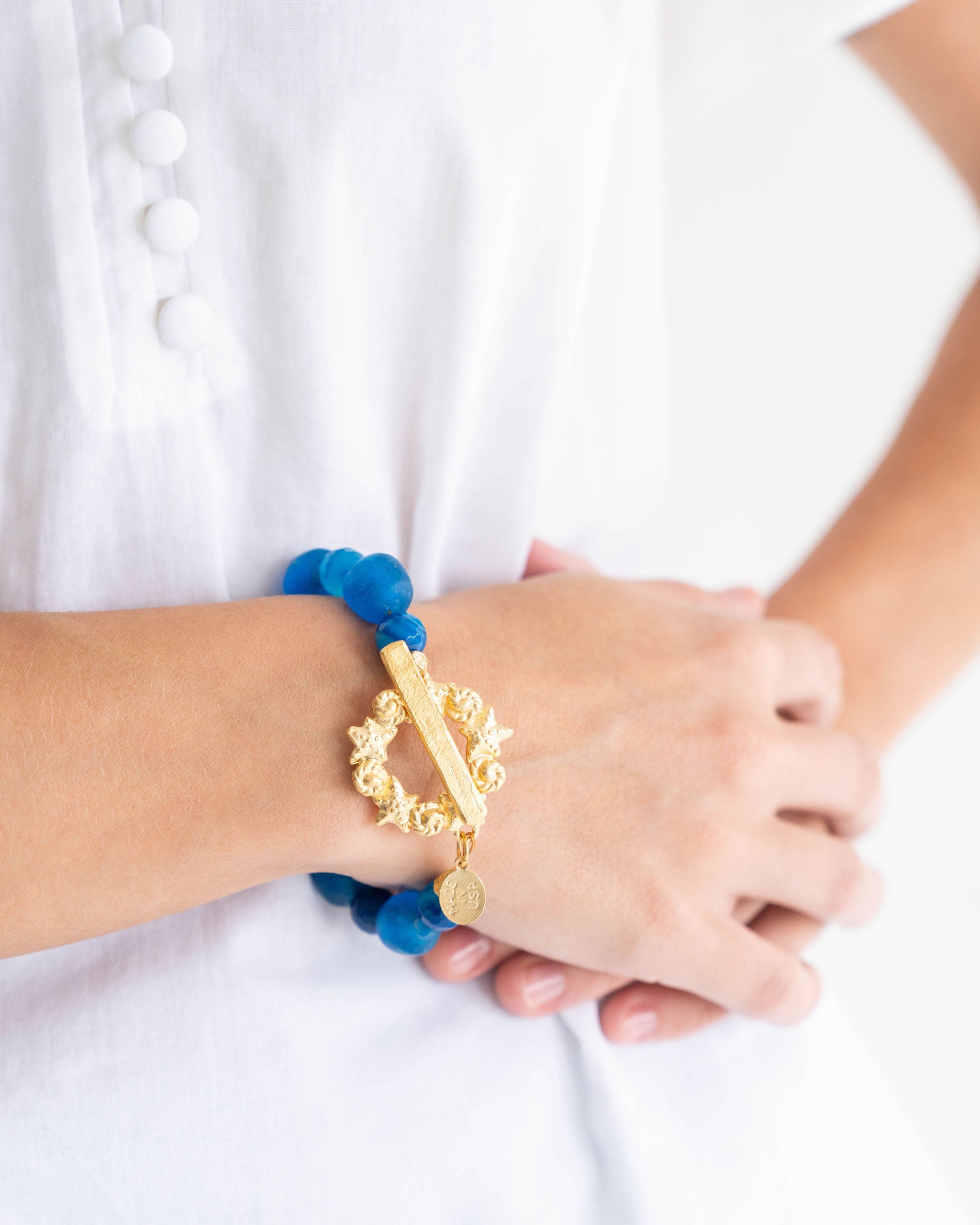 La Mer Blue Sea Glass Bracelet