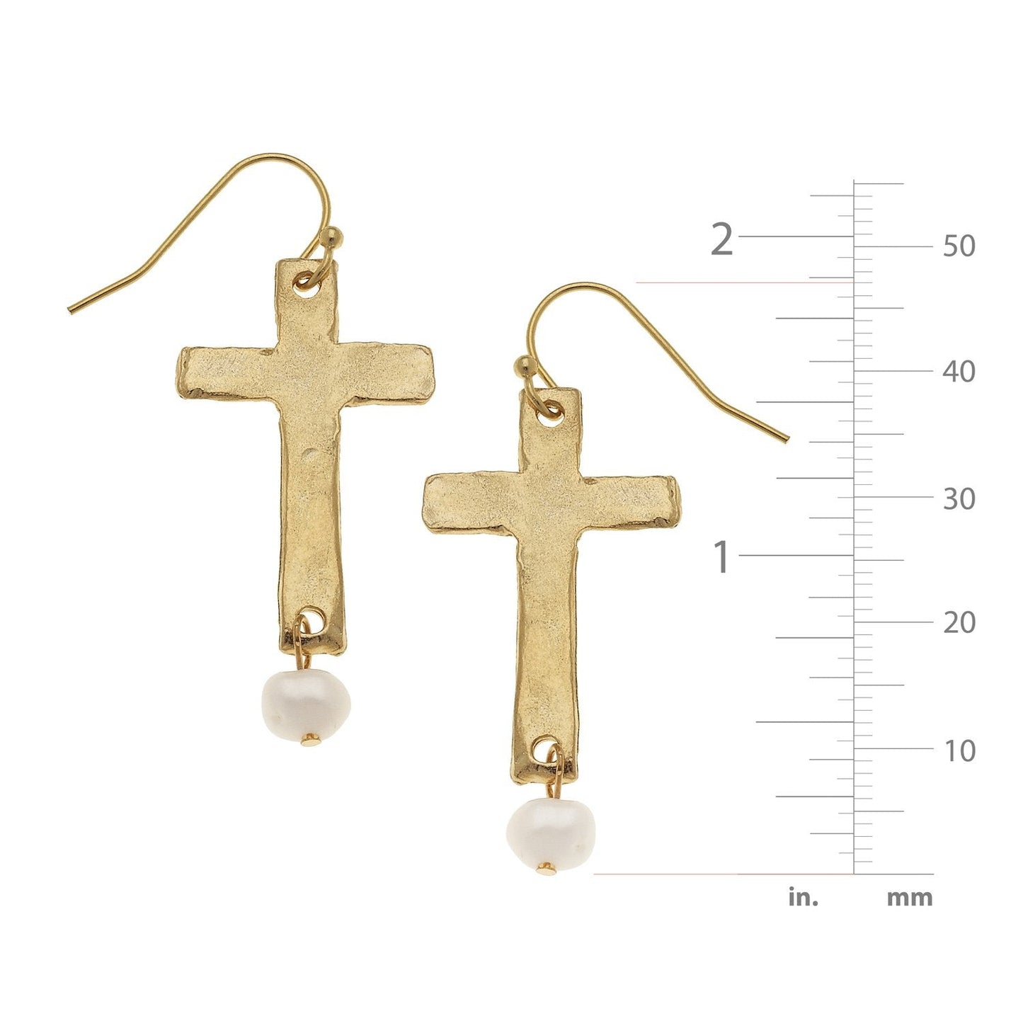 Pearl Drop Earrings with Cross Design