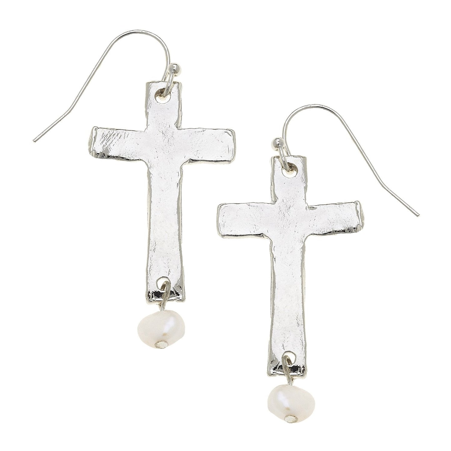 Pearl Drop Earrings with Cross Design