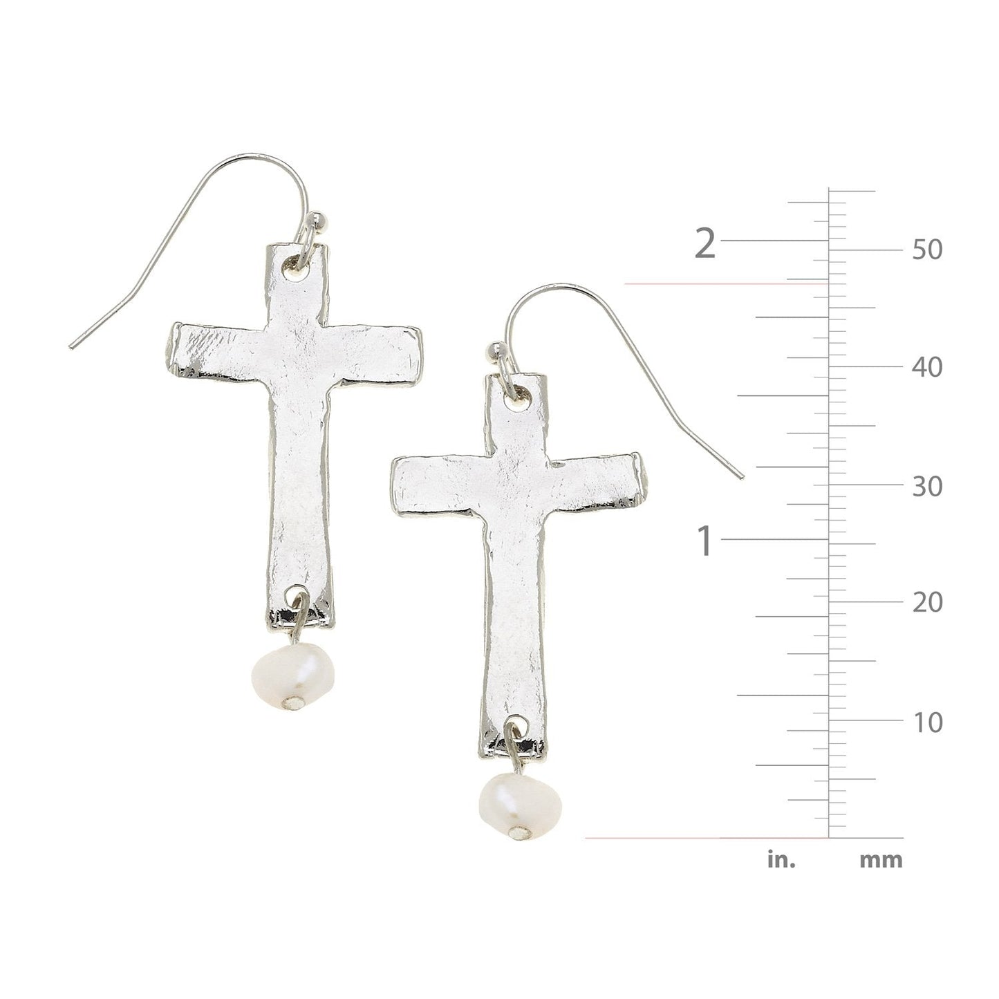 Pearl Drop Earrings with Cross Design