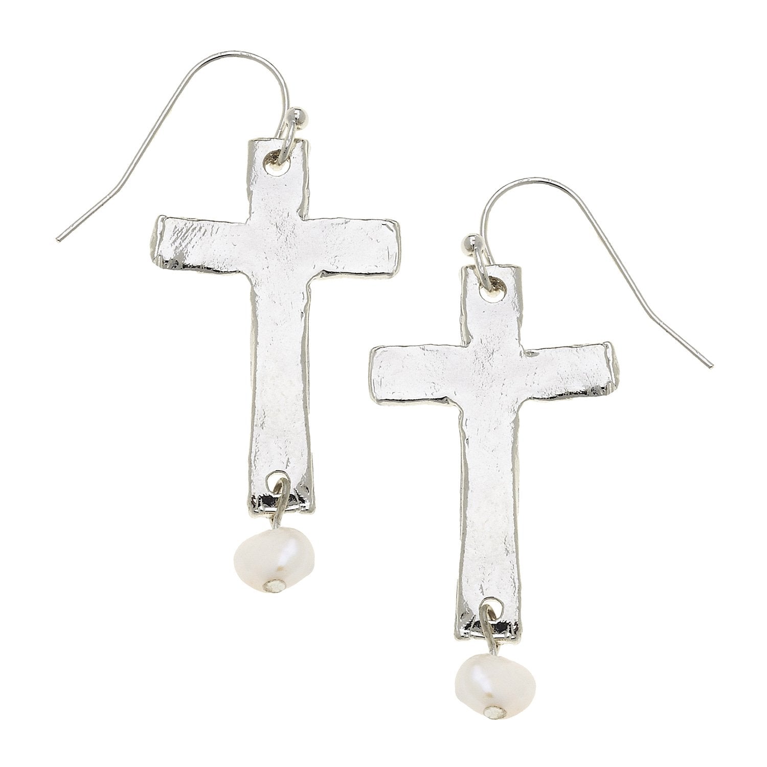 Cross + Pearl Drop Earrings