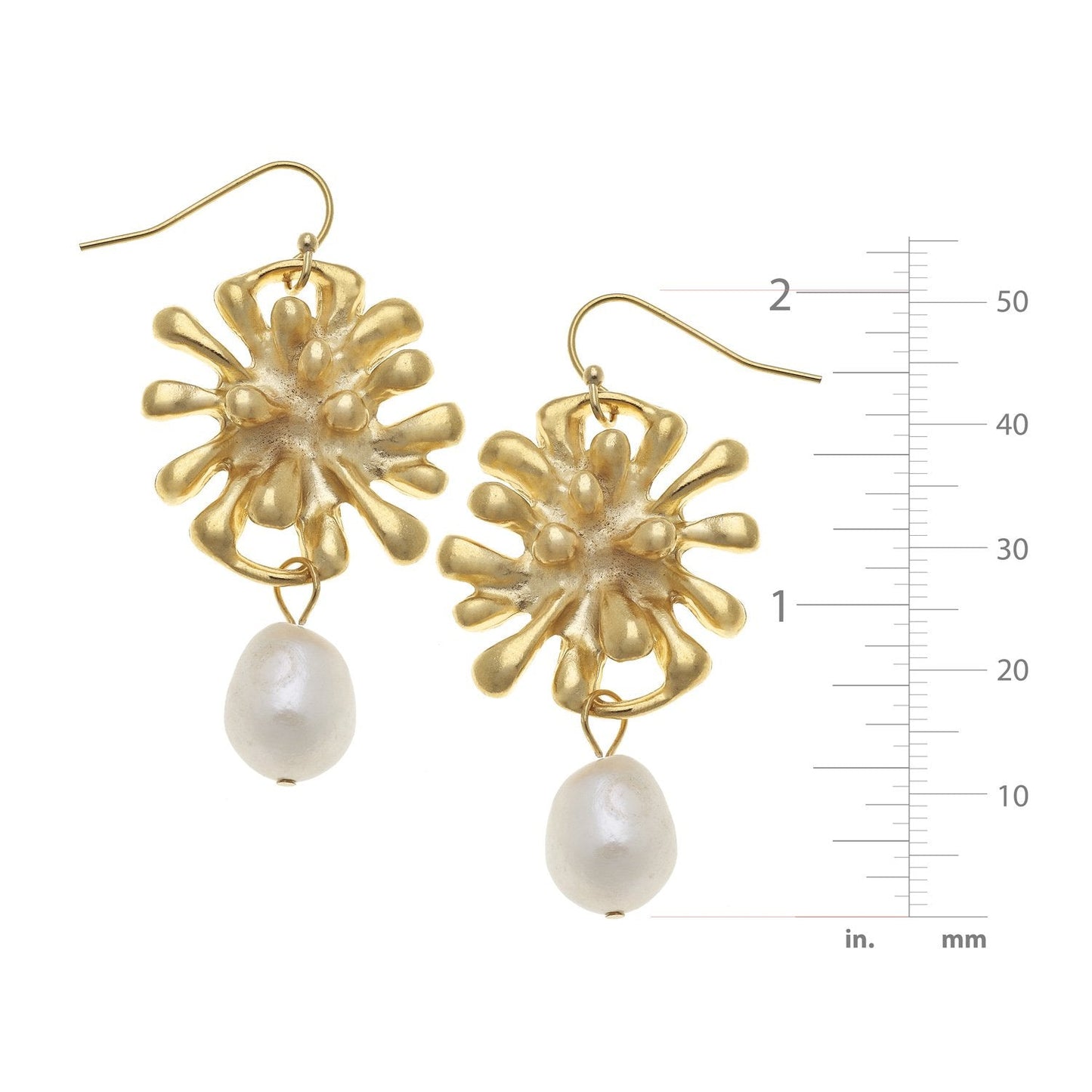 Pearl Drop Earrings in Firecracker Style