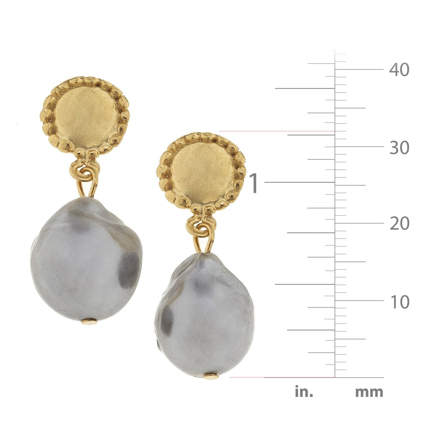 Elegant Grey Baroque Pearl Drop Earrings 1