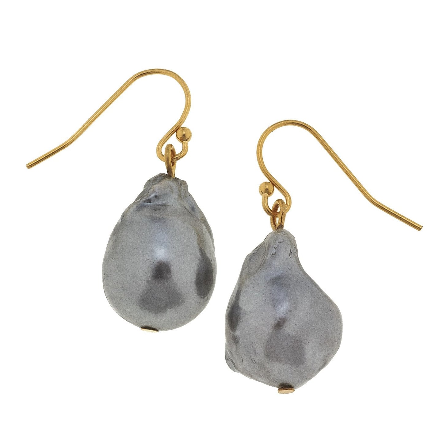 Elegant Grey Baroque Pearl Drop Earrings 2