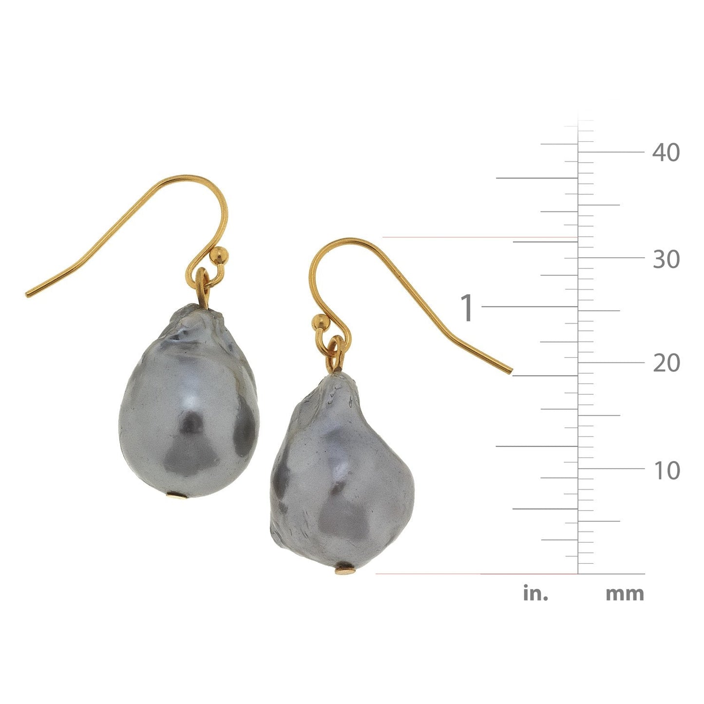 Elegant Grey Baroque Pearl Drop Earrings 2