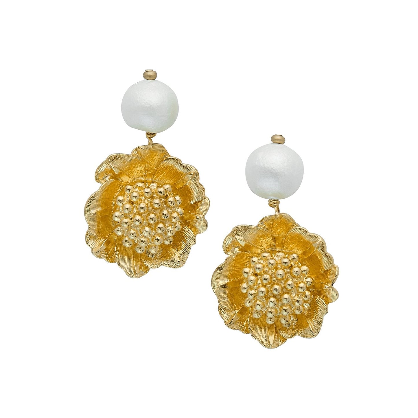 Pearl Drop Earrings in Camellia Style