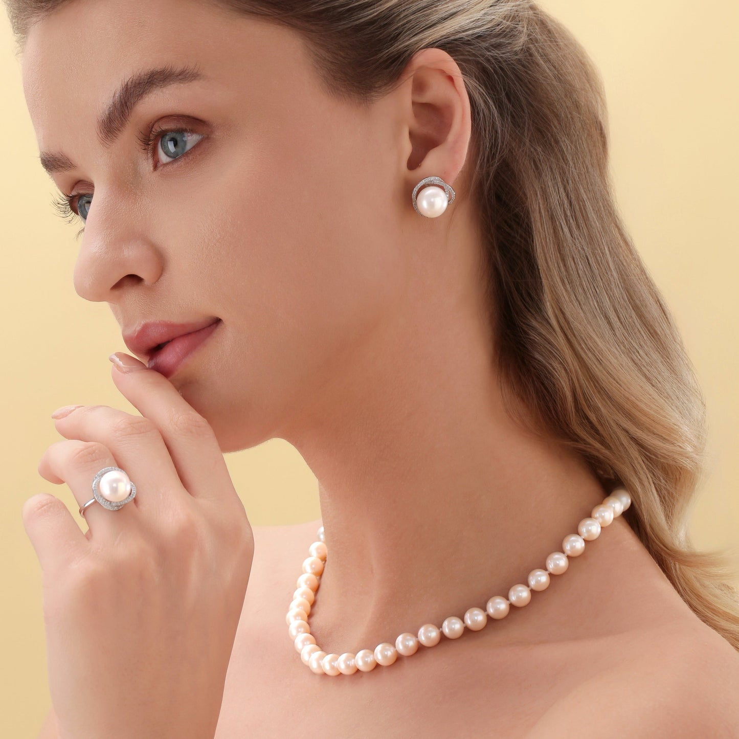 Classic Round Freshwater Pearl Necklace with Silver Clasp