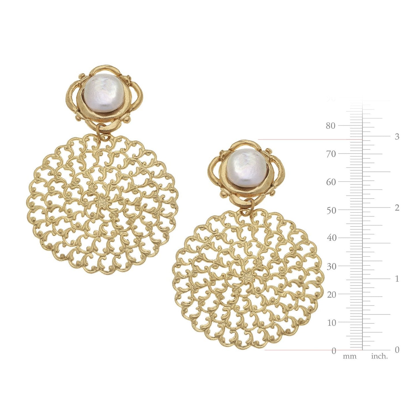 Elegant Pearl Filigree Drop Earrings