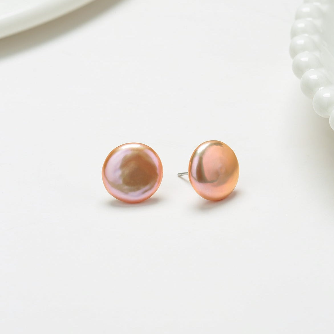 Baroque Pearl Coin Stud Earrings