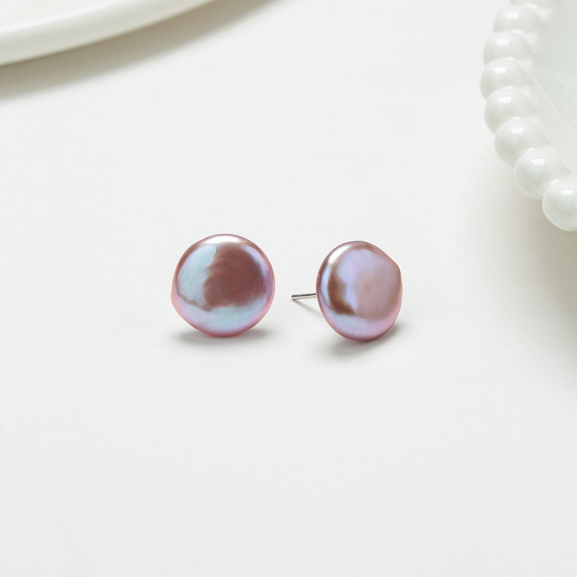 Baroque Pearl Coin Stud Earrings