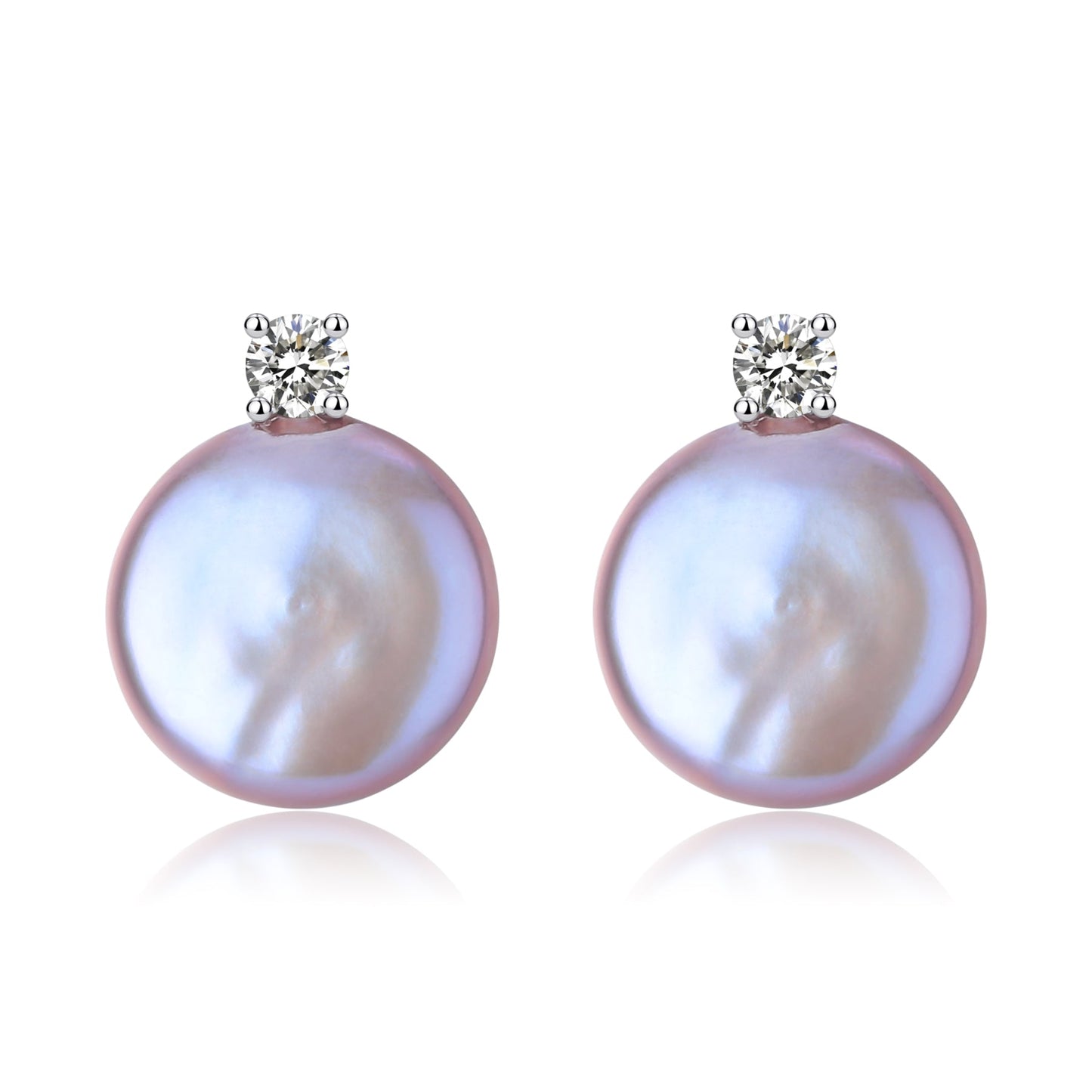 Baroque Pearl Stud Earrings with Coin Design