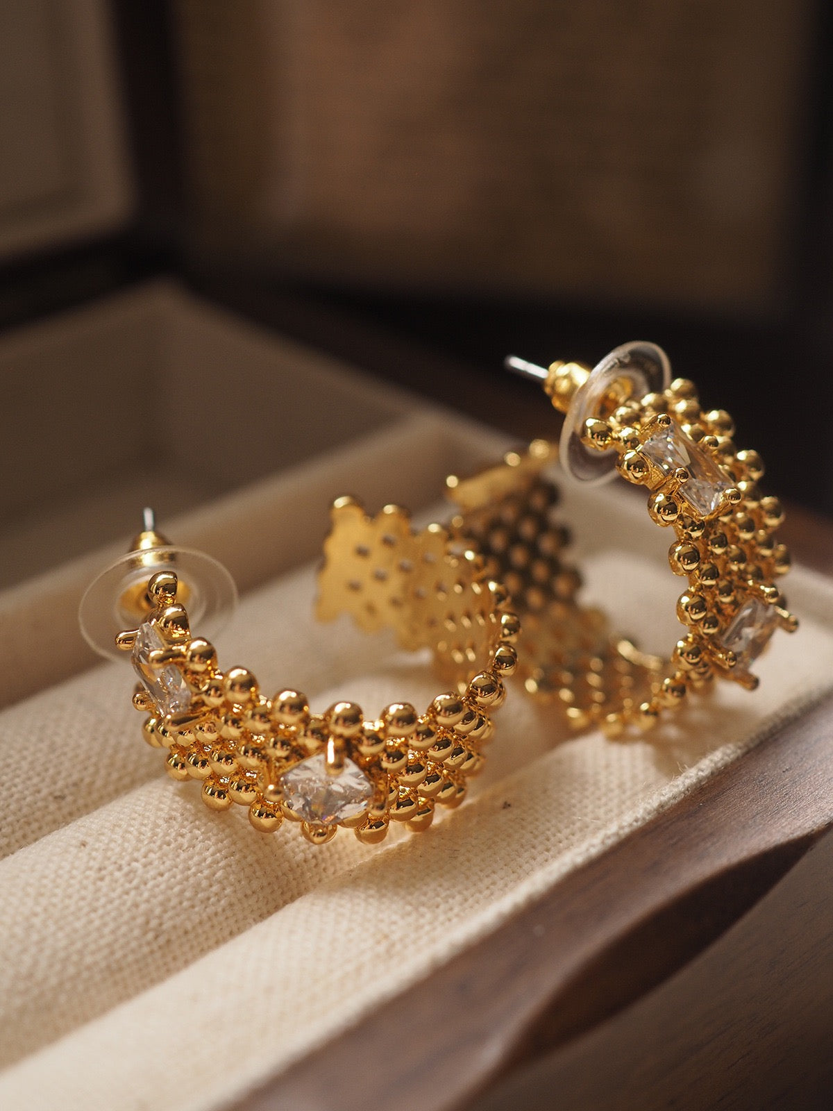 Vintage Zirconia Gemstone Hoop Earrings