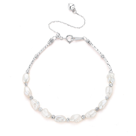 Freshwater Keshi Pearl Necklace and Bracelet Set