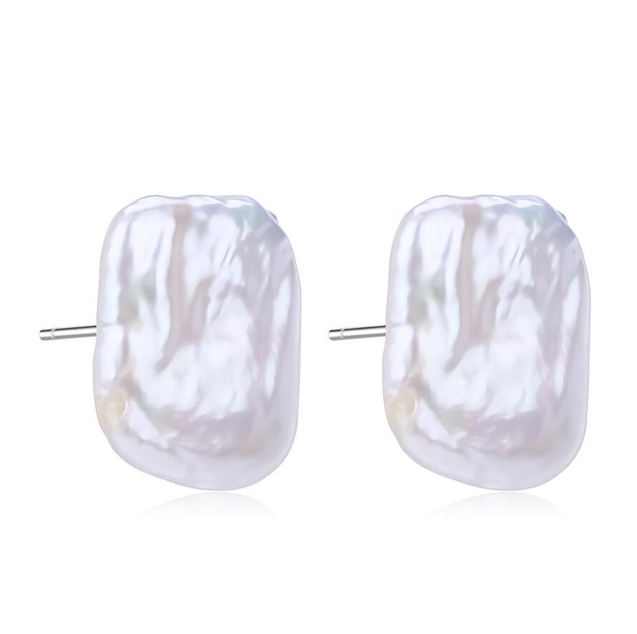 Square Baroque Freshwater Pearl Stud Earrings Set