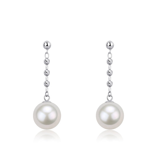 Long Drop Earrings with Freshwater Pearls and Beads