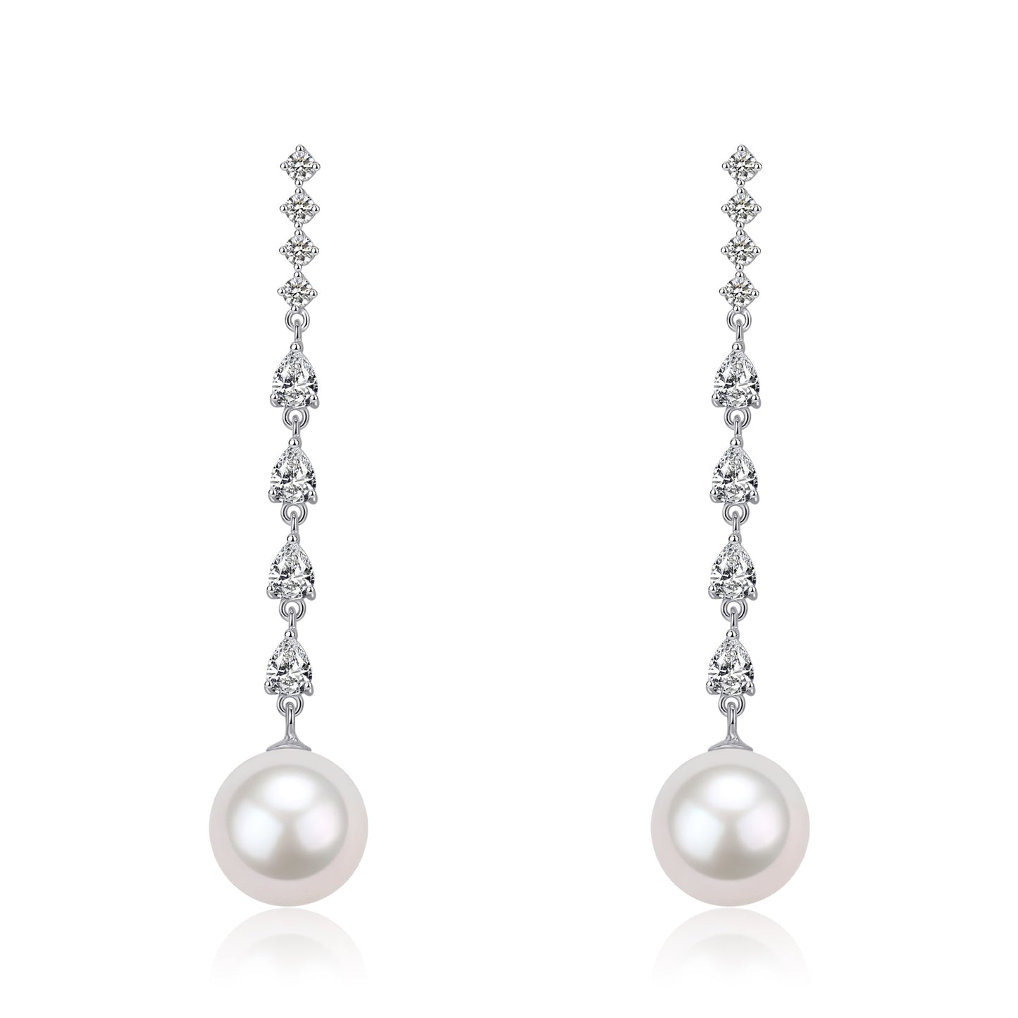 Long Freshwater Pearl Earrings with Sparkling Design